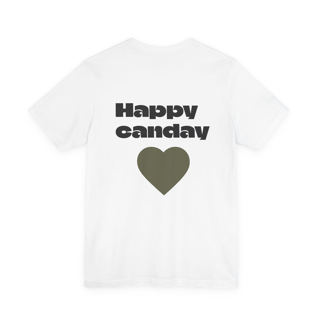 Happy Canday Short Sleeve Tee, Fun Unisex Jersey T-Shirt for Celebrations, Casual Wear, Gift for Friends, Positive Vibes Shirt